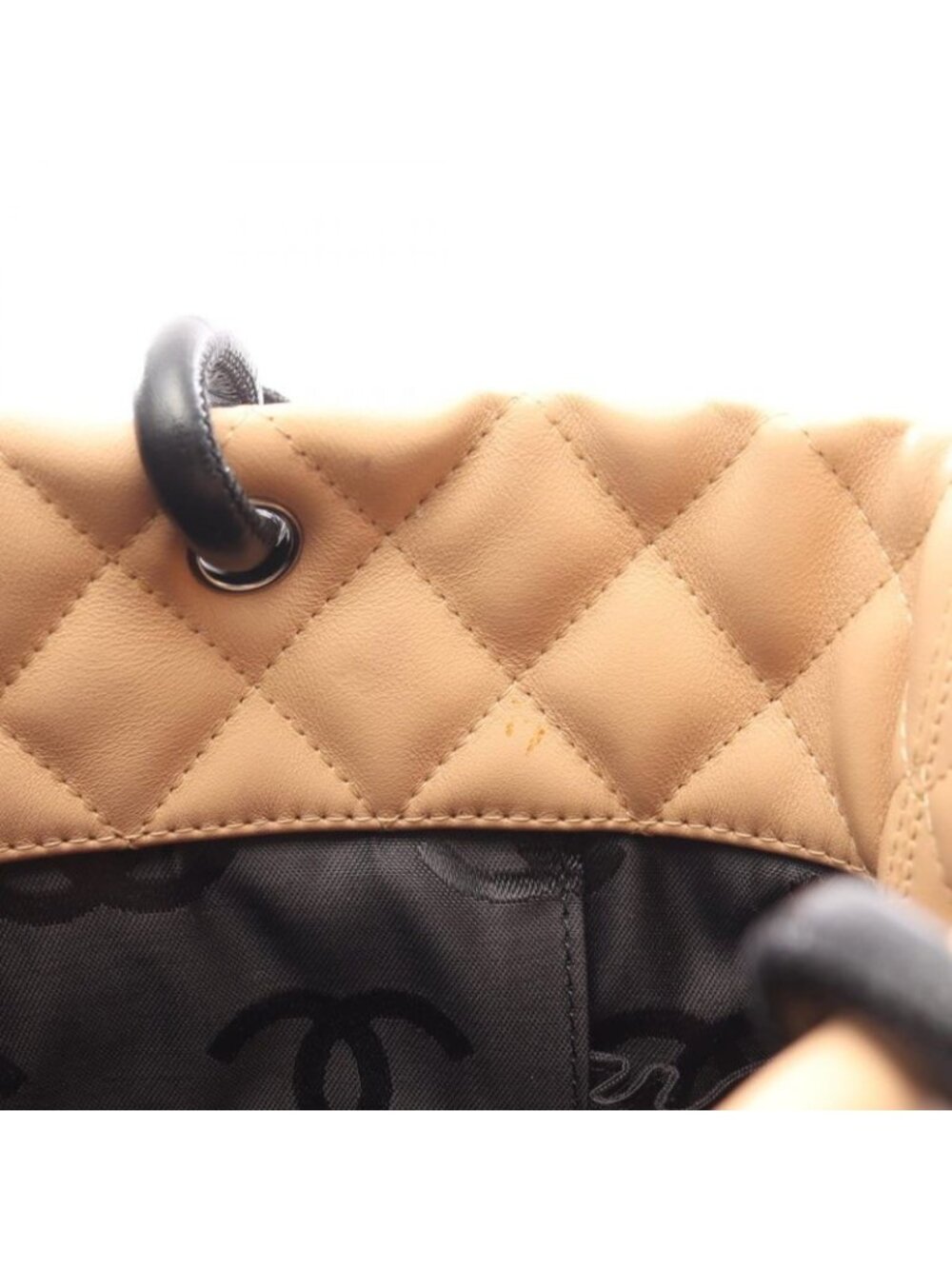 Chanel Tote Bag Cambon Line Medium Beige Black Leather - Picture 6 of 10